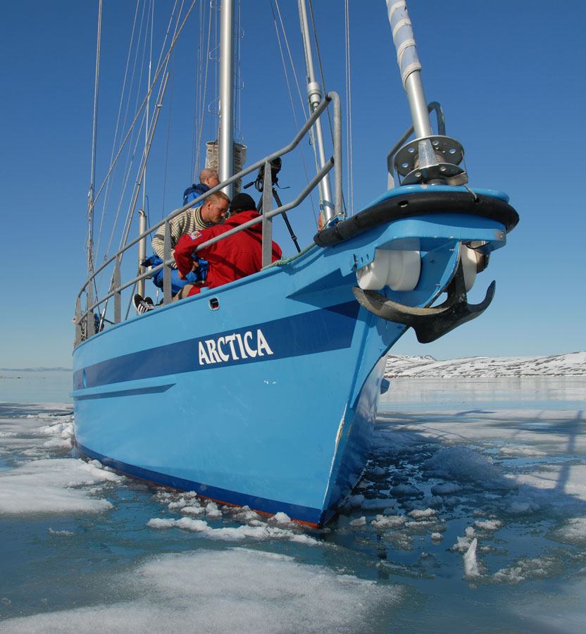 Arctica is a very strong steel sailboat build for extreme conditions 